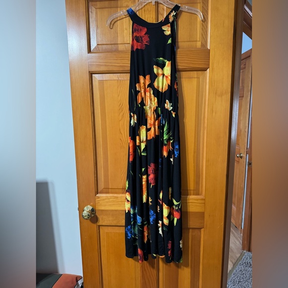 Floral Halter Midi Dress with Open Back - Picture 1 of 5